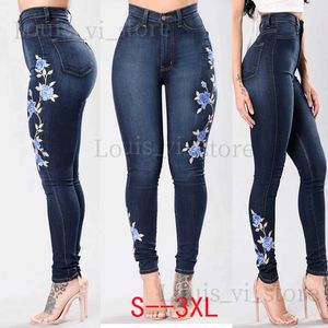 Женские джинсы с вышивкой 2022 Джинсы с высокой талией, джинсы, женские брюки, брюки-карандаш, модели ног, брюки, женские новые джинсы T240221