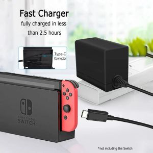 Carregadores Carregador Original para Nintendo Switch Carregador Rápido Carregamento Adaptador de Energia de Parede de Viagem Modo TV 5ft 1.5m PD Carregador para NS Lite