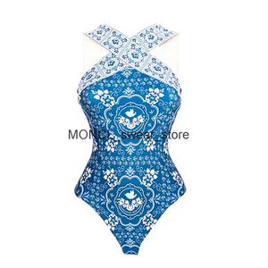 Women's Swimwear 2023 New Sexy One Piece Swimsuit Women Monokini Tropical Printed Ruffe Backless Push Up Female Bathing Suit Beach WearH2422116