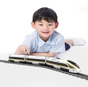 Conjunto de trem modelo trem elétrico infantil brinquedos cidade trem de brinquedo de trem de alta velocidade bloco de construção de unidades múltiplas blocos de construção kit de trem brinquedo para meninos presentes de natal