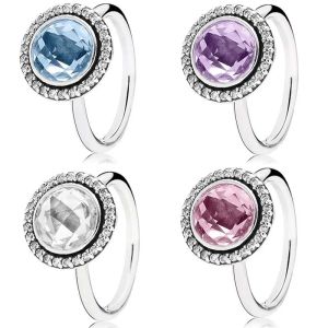 Ringar Autentiska 925 Sterling Silver Ring Sparkling Pink Legacy With Crystal Ring For Women Födelsedagsfest Europe Europe Juvelera