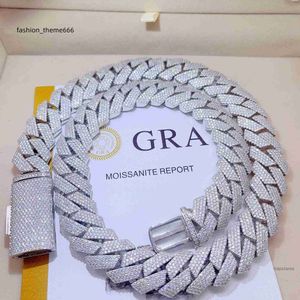 펜던트 목걸이 아이스 아웃 패스 다이아몬드 테스터 925 스털링 실버 목걸이 VVS Moissanite Cuban Link Chain V444