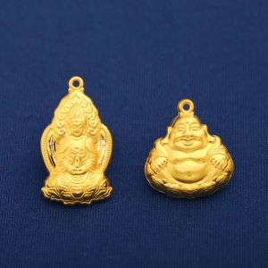 Pingentes hoyon certificado em ouro puro au999 bodhisattva buda pendente pingente de ouro amarelo de dupla face para homens homens de casal jóias presentes