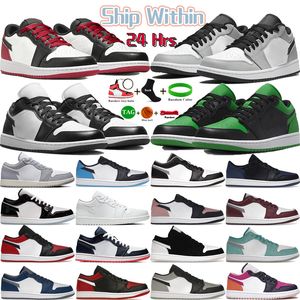 Mens 1 Låg löpskor 1s OG Black Toe Wolf Gray Light Smoke Panda SE Concord Patent Lucky Green Bred True Blue Triple White Womens Designer Sneakers Sports Trainers