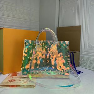 Transparente Handtasche, Laser Sunrise Pastell, große Kapazitätshandtasche, bunte Damen-Designer-Schultertragehandtasche, Geldbörse, hohe Qualität