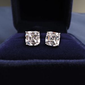 Earrings High Carbon Diamond Earrings 925 Sterling Silver Female Imitation Emerald Cutter Princess Square Handmade Simple