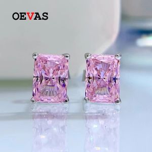 Orecchini OEVAS 100% argento sterling 925 1 carato rosa giallo ad alto tenore di carbonio orecchini con diamanti per le donne scintillanti gioielli da sposa