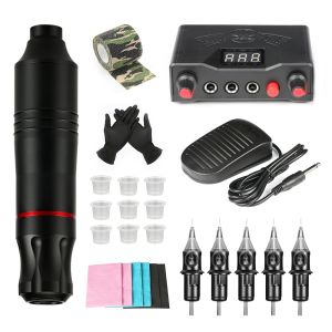 Trimmer Neue Tattoo Hine Kit LCD Netzteil Tattoo Set Doppel Modus Linie und Schattierung 5 stücke Patrone Nadeln Permanent make-up