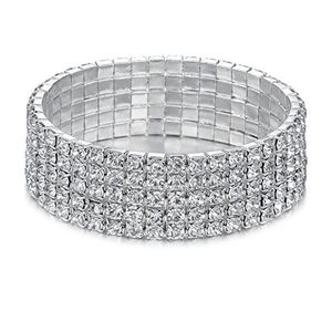 Цепочка Super Flash Crystal Mti-Layer Row Алмазная эластичная цепочка Браслеты для женской моды Высококачественный роскошный браслет Jew Dhgarden Dh4Dh