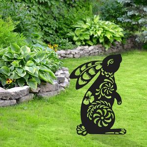 Dekoracje ogrodowe sylwetka Czarne kwieciste wycięcie dzieła sztuka trawnik na zewnątrz patio wystrój domu