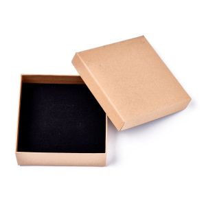 Collane 8 pezzi scatole quadrate di carta Kraft scatola regalo per collana con spugna nera contenitore per imballaggio per gioielli organizzatore 11,2x11,2x3,8 cm
