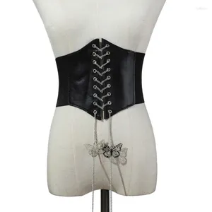 Cinture Cintura elastica in vita per corsetto per abiti da donna con cravatta larga Bustier Catena a farfalla