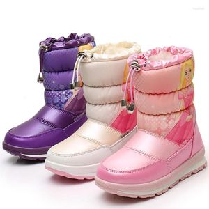 Boots Waterproof Warm Fur Winter Princess In The Tube Children's Wool Thick Snow Plush Girls Toddler Non-slip