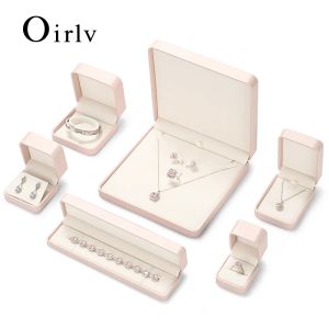 Кольца Oirlv, роскошные романтические розовые кожаные ювелирные изделия, подарочная коробка, коробка для колец, коробка для ожерелья, упаковка для колец, органайзер для колец для свадебного реквизита