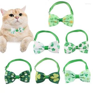 Collari per cani Cravatta per il giorno di San Patrizio per 6 pezzi Verde Festivo Trifoglio Cravatte con fiocco Modello a trifoglio Accessori durevoli per la toelettatura degli animali domestici