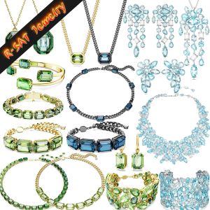 세트 오리지널 보석 세트 Millenia Gema Chroma Collection 고품질 부티크 Green Blue Jewelry Wedding Gift Logo