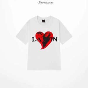 Lanvins Erkek Tişörtleri Tasarımcı Lüks Lanvins Klasik T Shirt Göğüs Mektup Baskılı Lavin Gömlek Yüksek Sokak Lavina Ayakkabı Pamuk Gevşek Tees 934