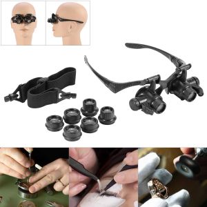 &equipments New Head Wearing Magnifying Lens Double Eye Jewelry Watch Repair Illuminated Magnifier Loupe Glasses