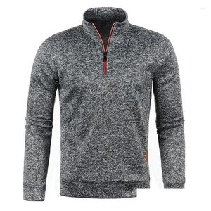 Herrtröjor herrar tröjor Spring Autumn Casual Sports långärmad tröjor Halva Hög nackextloppsplover Toppar Solid Color Man Clot Otnd5