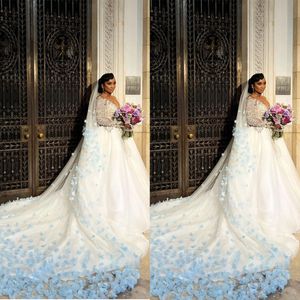 Lindo aplique de renda véu de casamento comprimento catedral de uma camada 3 m longo véu de noiva com borboleta azul borda lápis branco tule velo de novia elegante