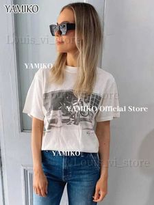 Women's T-Shirt Vintage Graphic Print White T-shirt Women 2023 New Summer O-Neck Short Sleeve Tees Cotton Loose Streetwear Pullover Tops T240221