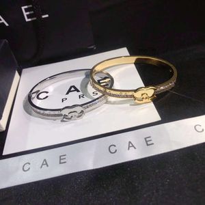 Cclies kanał Gold Bangle Sier Designer Girl Love Diamond Circle Bransoleta Klasyczna marka biżuteria para pudełko prezentowe modne akcesoria rodzinne