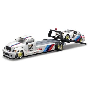 1 64 Maisto FLATBED/1988 M3 E30 1965 Muçulmano Elite Transporte Die Cast Car Model Collection Gift Toys 240221