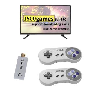 Consoles HD Video Game Stick SF900 Retro Game Console med 1500 spel för SNES Wireless Controller 16 Bit Consolas de Videojuegos för NES