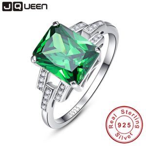 Ringar jqueen 925 sterling silver ringar ryska smaragd ring fina smycken för kvinnor smycken granat rubin röd sten nano aaa kvalitet