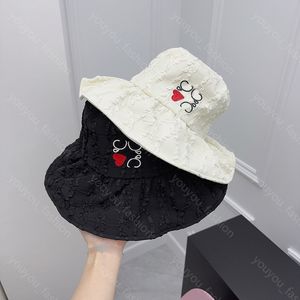 Womens Romantic Black Lace Bucket Hat Designer Casquette For Women Fashion Red Heart Fisherman Cap Classic Beanie Travel Wide Brim Hats Casual Outdoor Hot -6