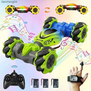 Carro elétrico/rc 4wd rc carro brinquedo 2.4g rádio controle remoto carros rc relógio gesto sensor rotação torção dublê deriva veículo brinquedo para crianças crianças