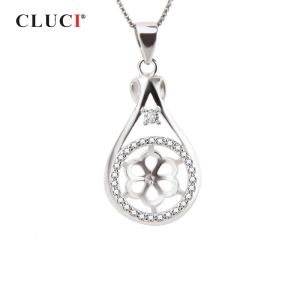 Pendants CLUCI 925 Sterling Silver Pearl Pendant Mounting for Jewelry Making Water Drop Shape Charms Pendant Women Jewelry SP061SB