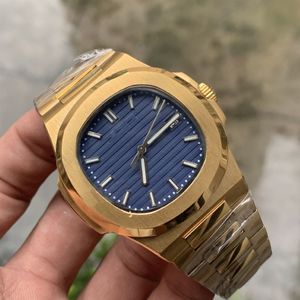 Top Watch Blue Dial Asia 2813 Movement 40mm 5711 1A 5711J Mechanical Transparent Golden Steel Automatic Mens Watches Wristwatches2890