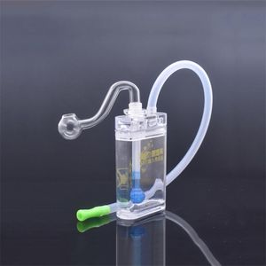 Travel Plastic Acrylic oil rig Bong cheap mini cigarette Water Pipe HOOKAH Shisha with silicone hose and oil rig bowl7917797