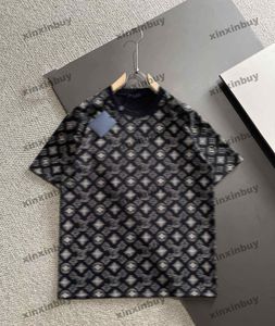 xinxinbuy Maglietta da uomo firmata Tee 2024 tie dye lettera ricamo striscia manica corta in cotone da donna Grigio nero S-2XL