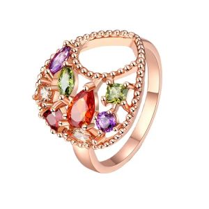 Rings CDC Rose Gold Rings Fashion Rose Flower Natural Zircon Ring For Women Crystal Gift Daily Fine Vintage Wedding Jewelry