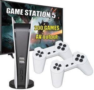 Konsoler GS5 Retro TV -videospel Konsolspelare handhållen dubbel trådbunden controller byggd 200 retro -spel AV -utgång för Kid Xmas -gåva