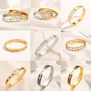 Classic Bracelets Women Bangle Designer Jewelry Crystal Gold Sier Plated Stainless Steel Lovers Gift Bangles Mens Bracelet