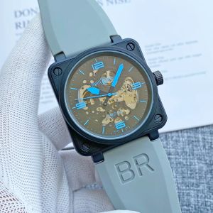 2024 En Kaliteli 44mm Erkek Bell Watch Water Proof Otomatik Hareket Mekanik Safir Cam Paslanmaz Çelik Erkekler Ross Holluwatches