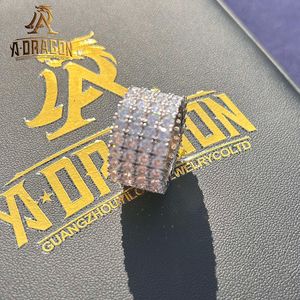 Anpassad baguettskuren 10K 14K Solid Gold Plated Pass Diamond Tester VVS Moissanite Iced Out Men Fine SMEEMBER RING