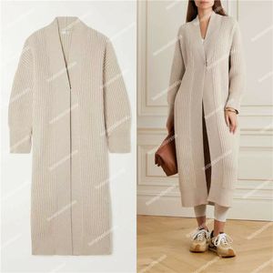 Designer Womens Wool Coat Brunello Woman Spring and Autumn Woolen Long Knit Cardigan