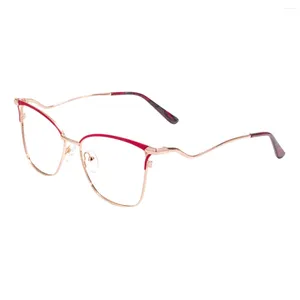 Óculos de sol quadros mulheres metal aro completo óculos feminino grande olho de gato quadro para lentes de prescrição