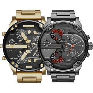 Säljer Sports Military Mens Watches 50mm Big Dial Golden Stainless Steel Fashion Watch Men Luxury Wrist Watch Reloj de Lujo229k