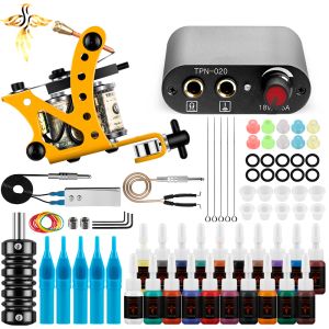 Supplies Tattoo Kit Complete Tattoo Hine Set Power Supply Black Inks Pigment Tattoo Needles Tattoo Accessories Body Art Design Tools