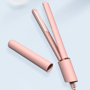 アイアンズミニヘアストレートナーカーリングアイアン2 in 1フラットアイアンポータブルヘアストレートリングアイアンセラミックビアードヘアカーラースタイリングツール