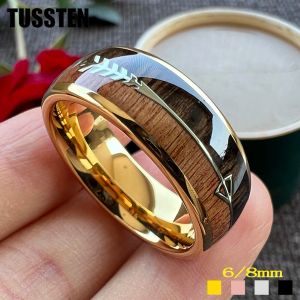 Band dropshipping toussten coola män kvinnor ring volfram engagemang bröllop band pilen inlay 6mm /8mm tillgängligt