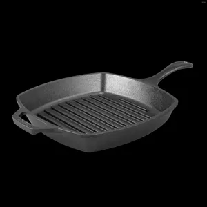 Pans Cast Iron 10.5" Seasoned Square Grill Pan