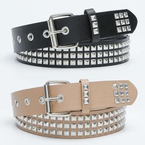 Style Punk Studded Pu Leather Belt Midjeband Jeans Rivet Square Buckle Midja Retro Casual Fashion Cool Belts For Men Women Man's