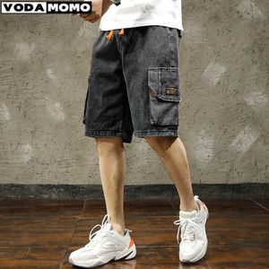 Men's Shorts Summer Mens Fashion Pocket Bag Jeans Loose Straight Hat Jeans Mens Street Clothing Shorts Roba Mens J240221