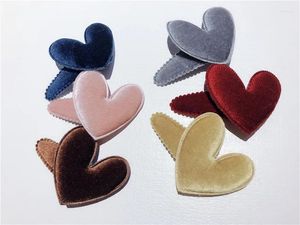 Saç aksesuarları butik ins24pcs moda sevimli kadife kalp barrettes saç tokaları katı karikatür klip klipler prenses şapkaları